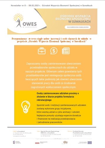 Okładka Newsletter nr 8 - 08.02.2021 r.