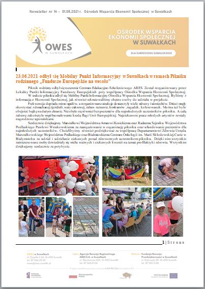 Okładka Newsletter nr 14 - 02.08.2021 r.
