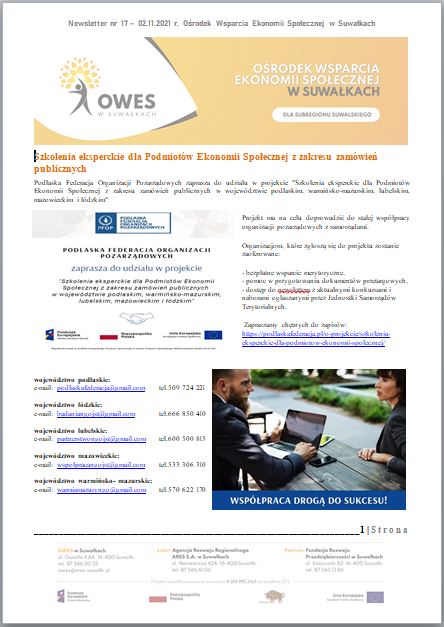 Okładka Newsletter nr 17 - 02.11.2021 r.