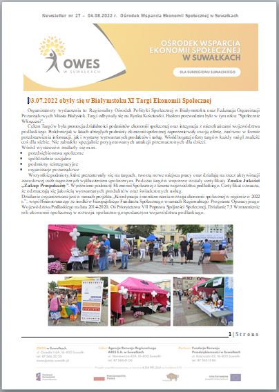 Okładka Newsletter nr 27 - 04.08.2022 r.