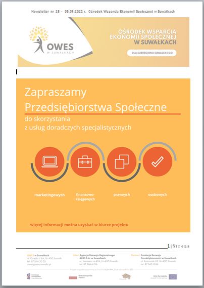 Okładka Newsletter nr 28 - 05.09.2022 r.